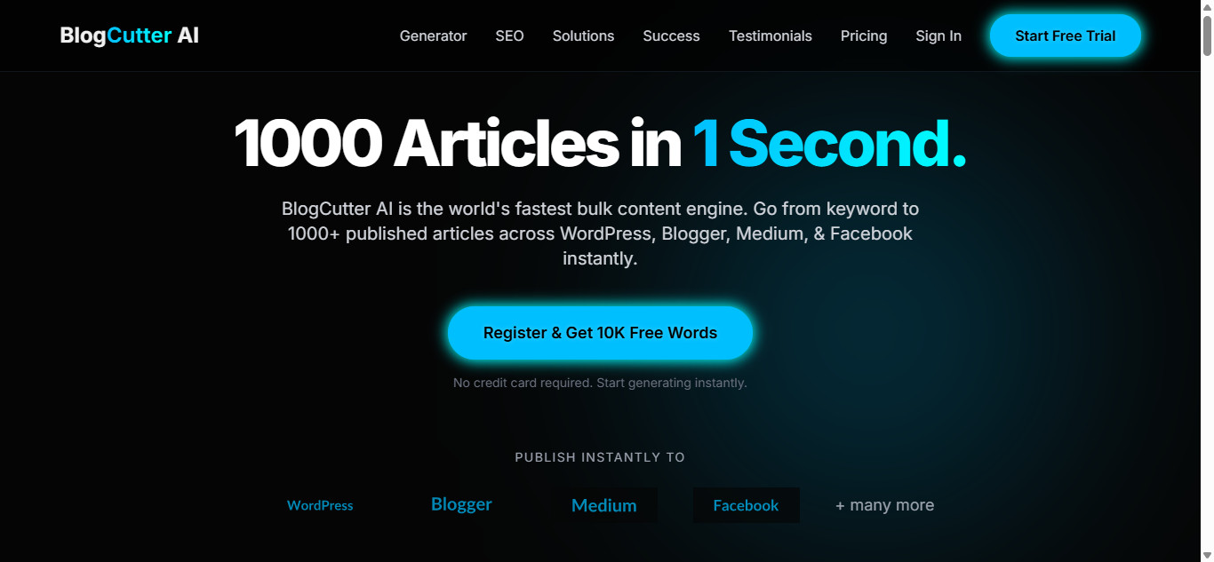 Blog Cutter AI — homepage preview